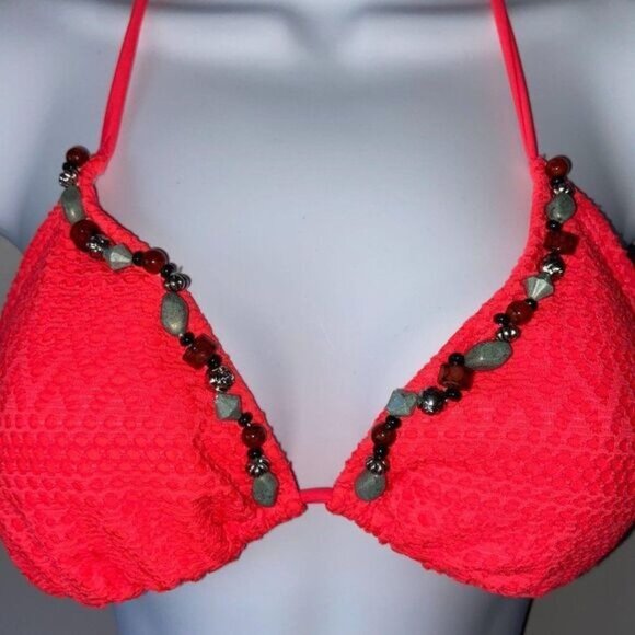 Beaded Halter Hot Pink Bikini Women Swimsuit Small‎ - Picture 3 of 4